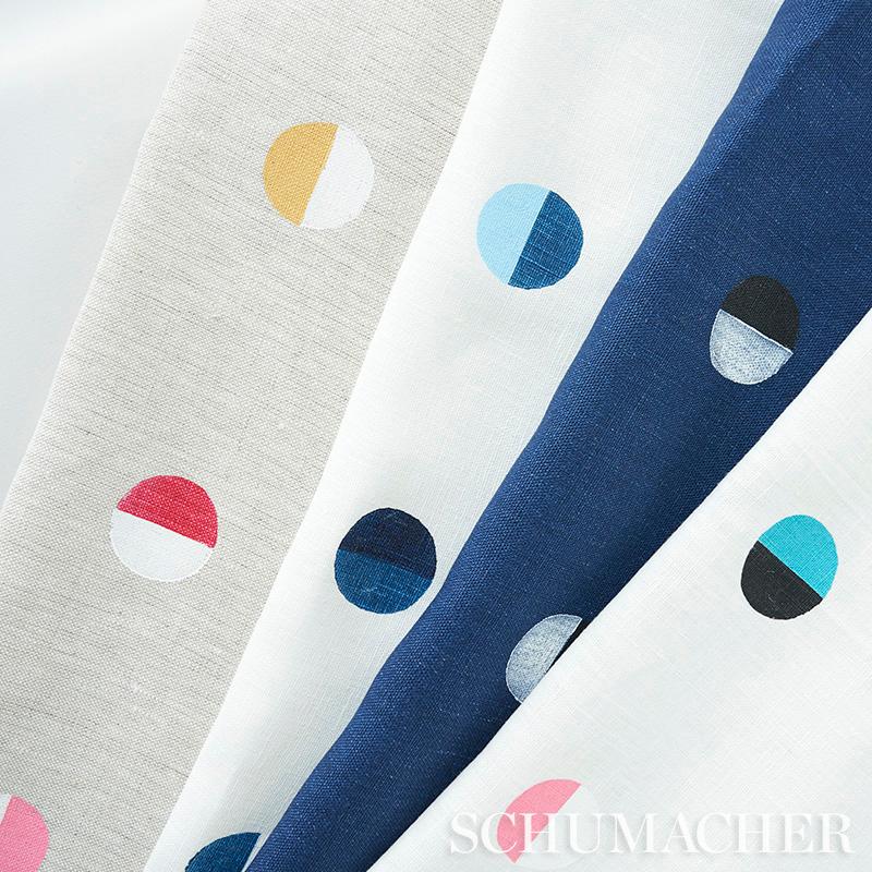 Blue Moons on White - Fabric By The Yard