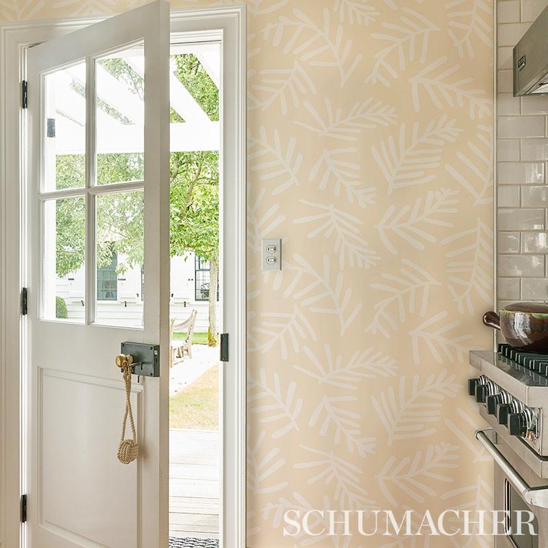 Tiah Cove Ivory on Natural - Wallpaper