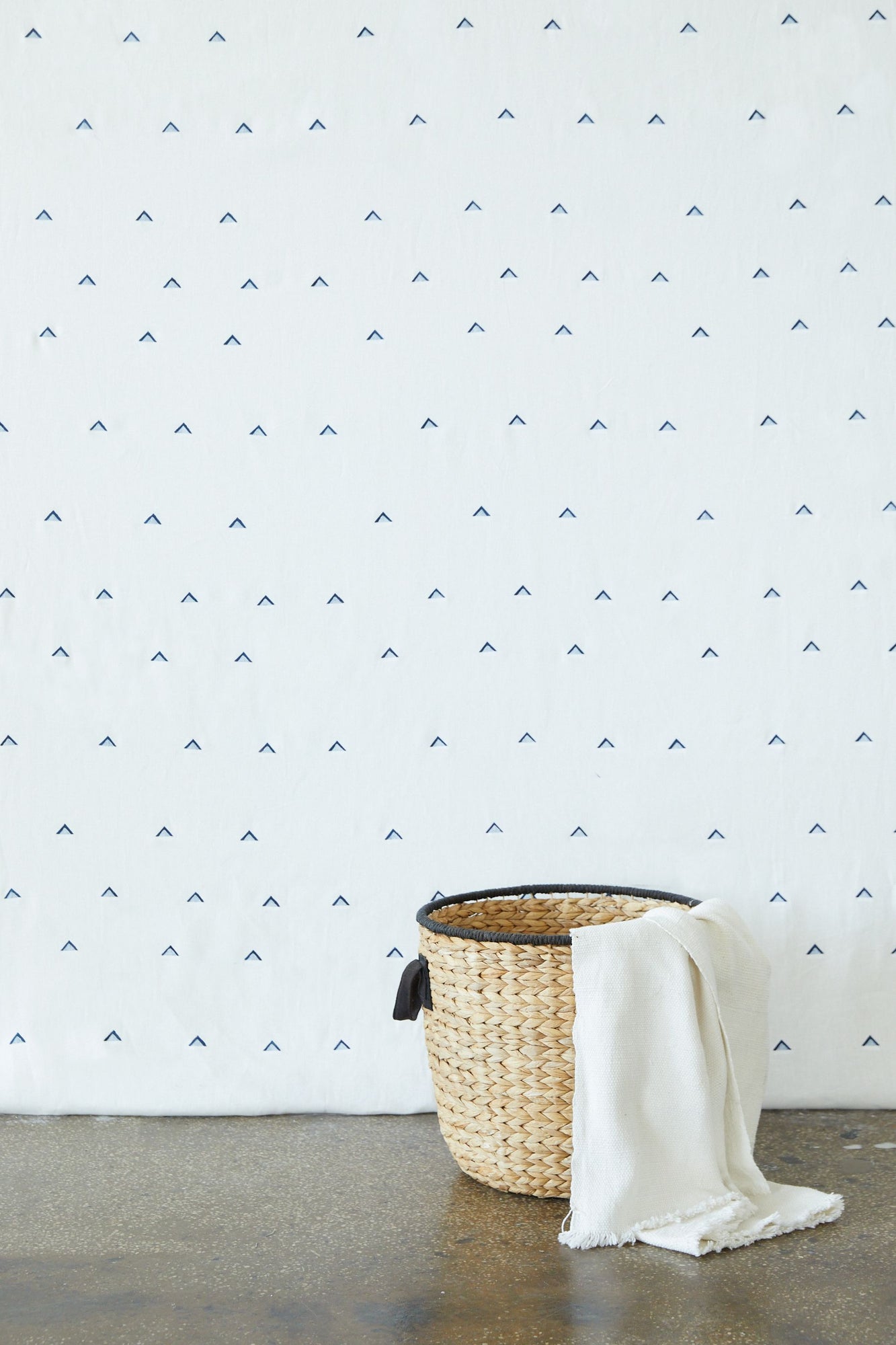 Double Triangle Navy on White - Fabric By The Yard