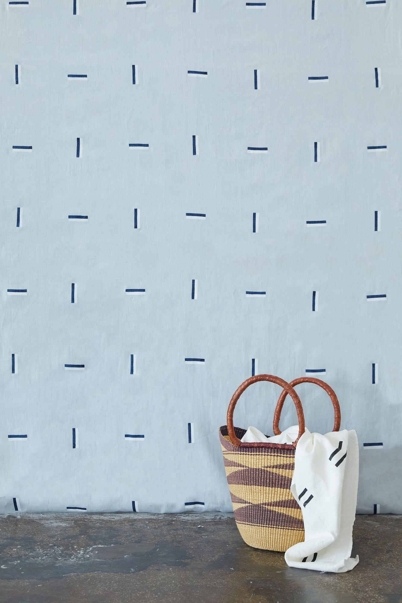 Icehouse Navy & White on Sky - Fabric By The Yard