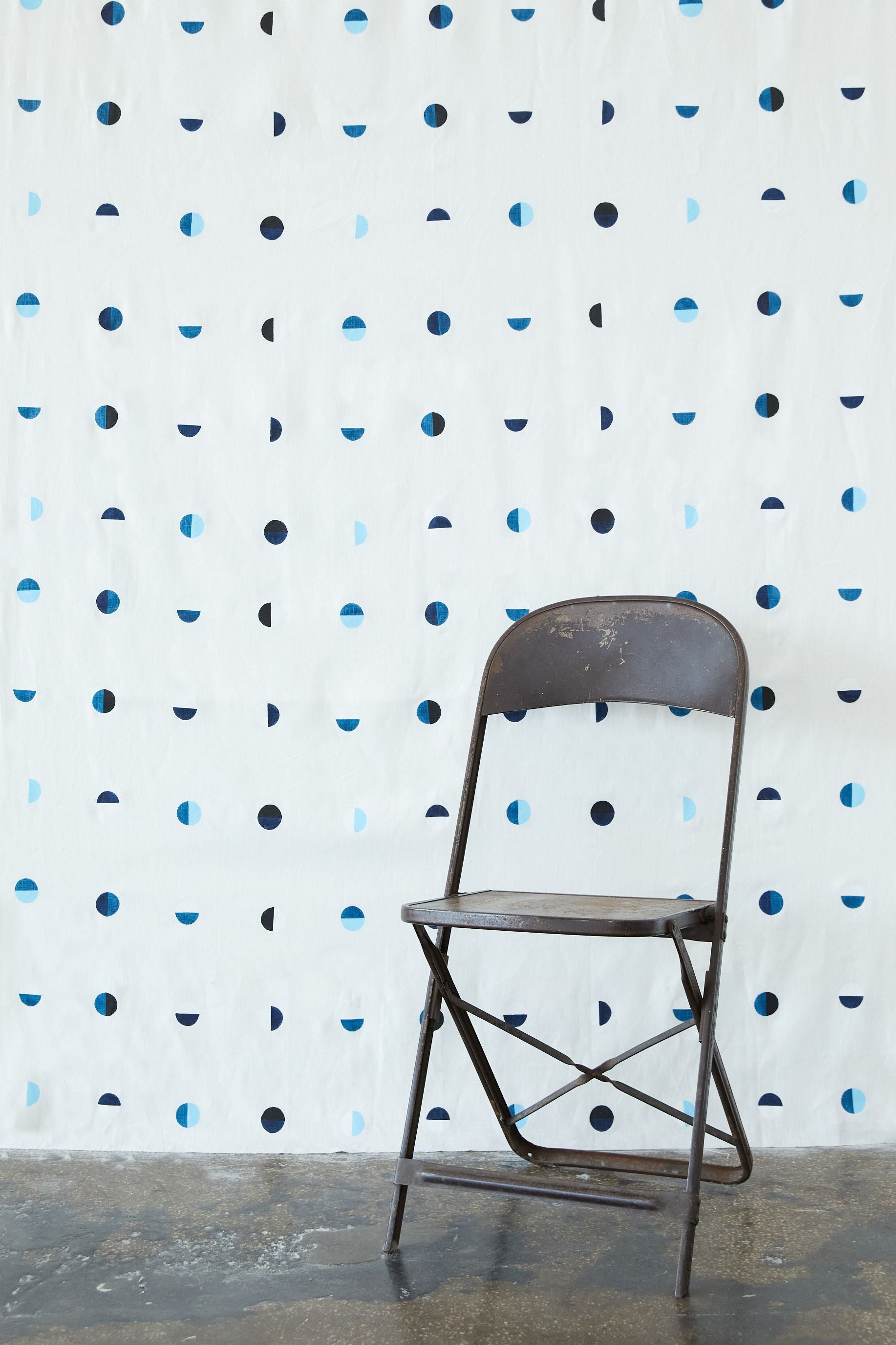Blue Moons on White - Fabric By The Yard